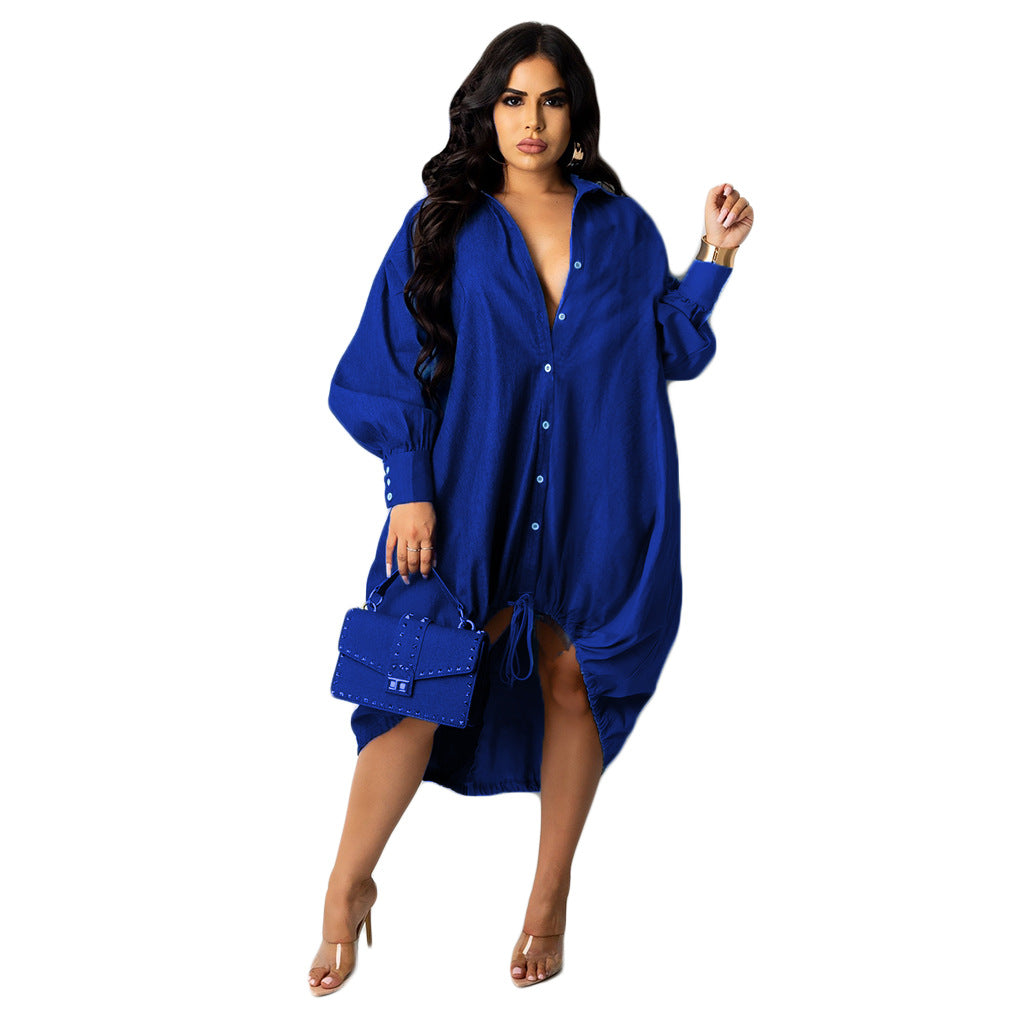 Evarisluxe Patchwork Hem Drawstring Dress
