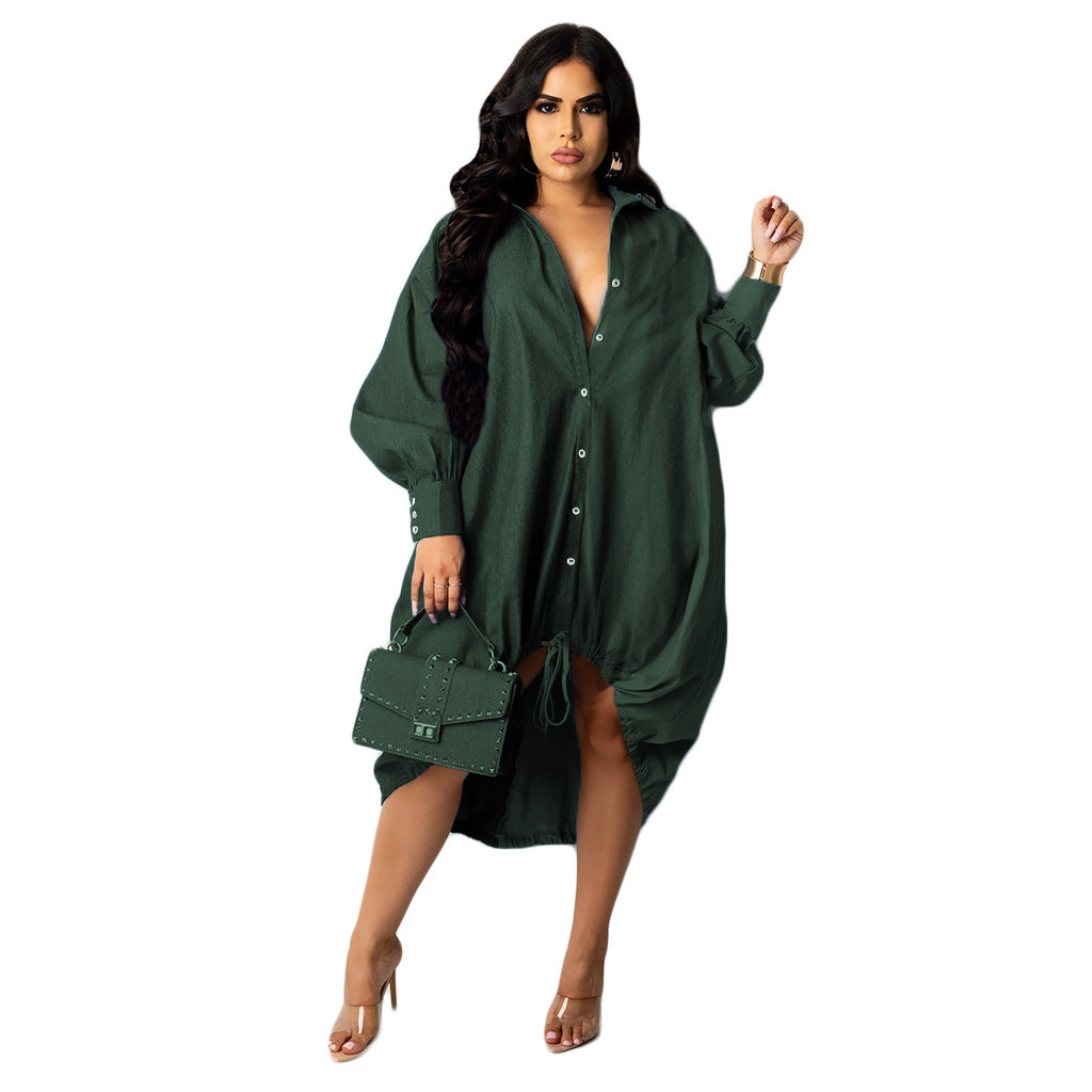 Evarisluxe Patchwork Hem Drawstring Dress