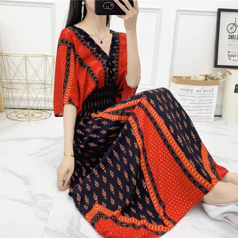 Southeast Asia Travel Floral Cotton Dress for Summer
