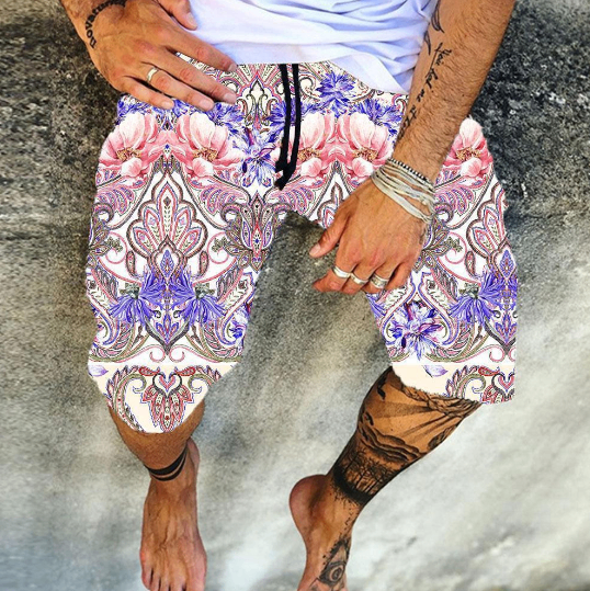 Casual Printed Cotton and Linen Summer Shorts