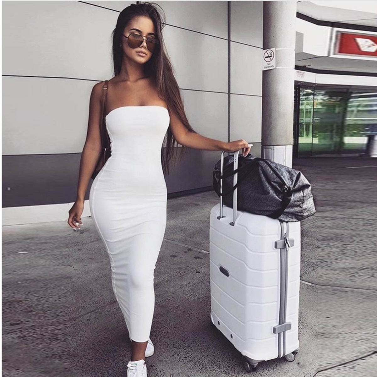 Evarisluxe Strapless Bustier Wrap Dress