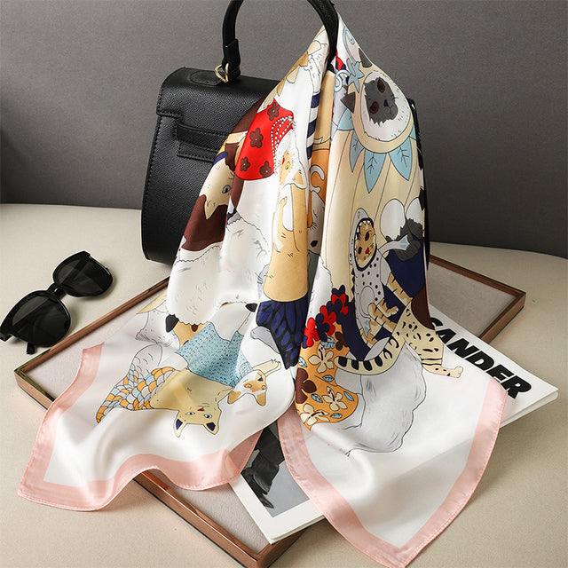 Evarisluxe Silk Satin Square Scarf
