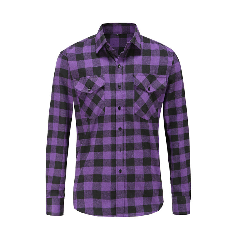 New Fall Winter Plaid Long Sleeve Shirt Jacket for Men