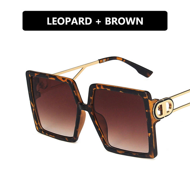 Hollow Square Sunglasses with Metal Legs for Women