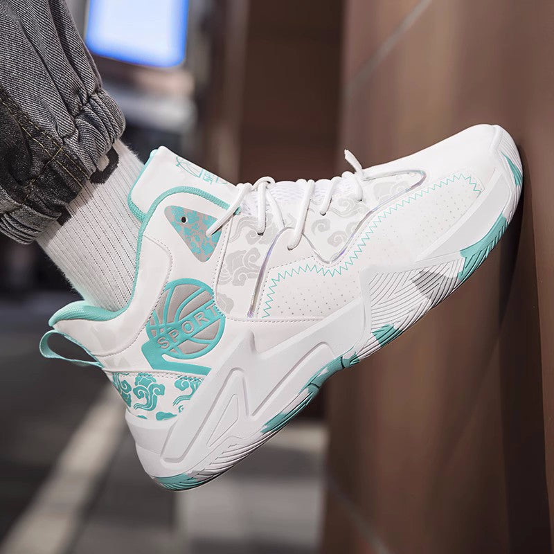 Men's High-Top White Basketball Sneakers 2023 Summer