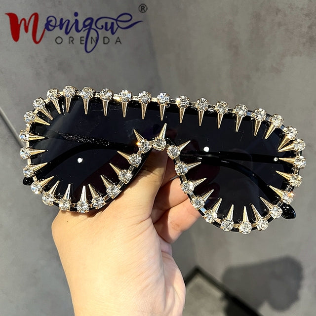 Luxury Designer Punk Rhinestone Sunglasses for Men & Women