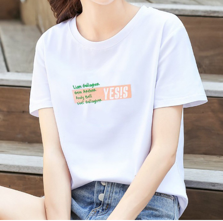 Summer Loose Cotton T-Shirt for Women - Short Sleeve