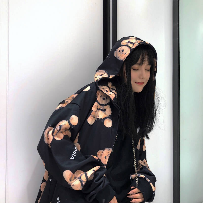 Trendy Bear Hoodie for Women - Loose Fit Autumn Jacket