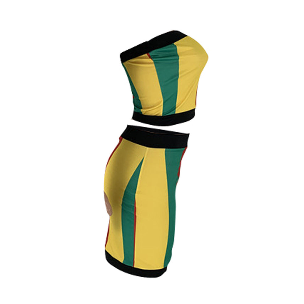 DN8240 Women's Striped Print Two-Piece Set Outfit