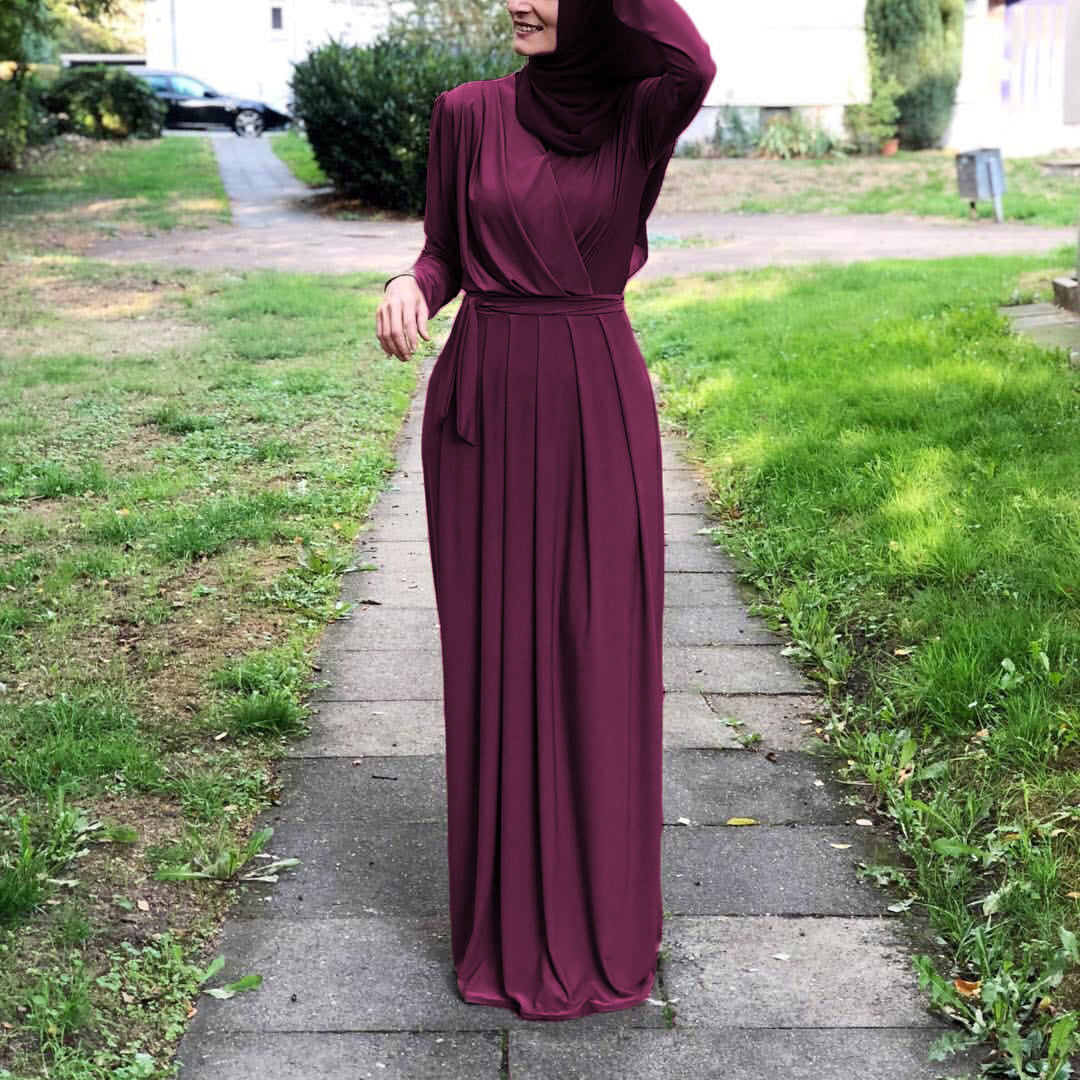 The Ligne Pure Solid Long Modest Dress | Evarisluxe