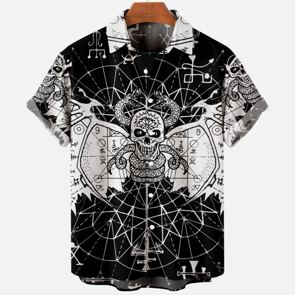 2022 Devil Horror 3D Printed Loose Hawaiian Shirt for Men