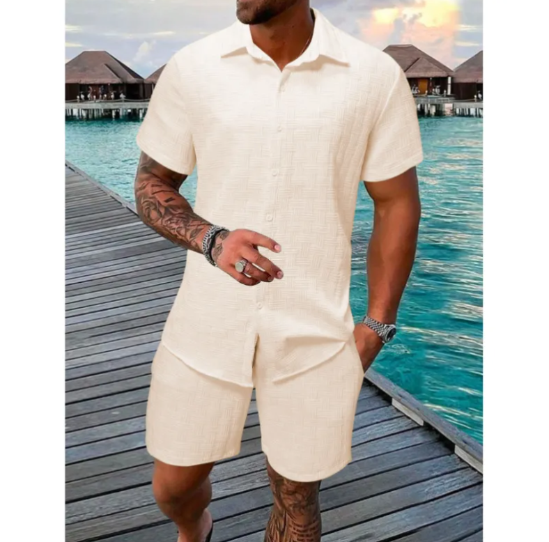 Summer Jacquard Black & White Suit