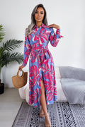The Palette Color Block Floral Long Shirt Dress | Evarisluxe