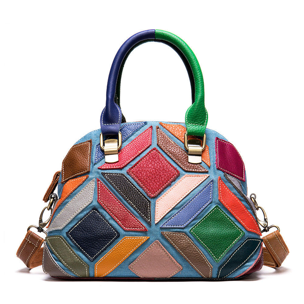 EvarisLuxe Vintage Colorblock Leather Tote
