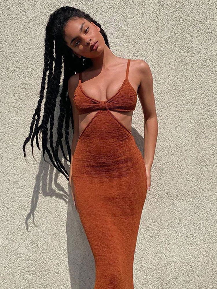 Elegant Backless Slim Hollow Sling Dress