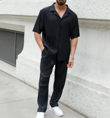 Men's Fashion Sports Two-Piece Set – Casual Short Sleeve Top & Trousers