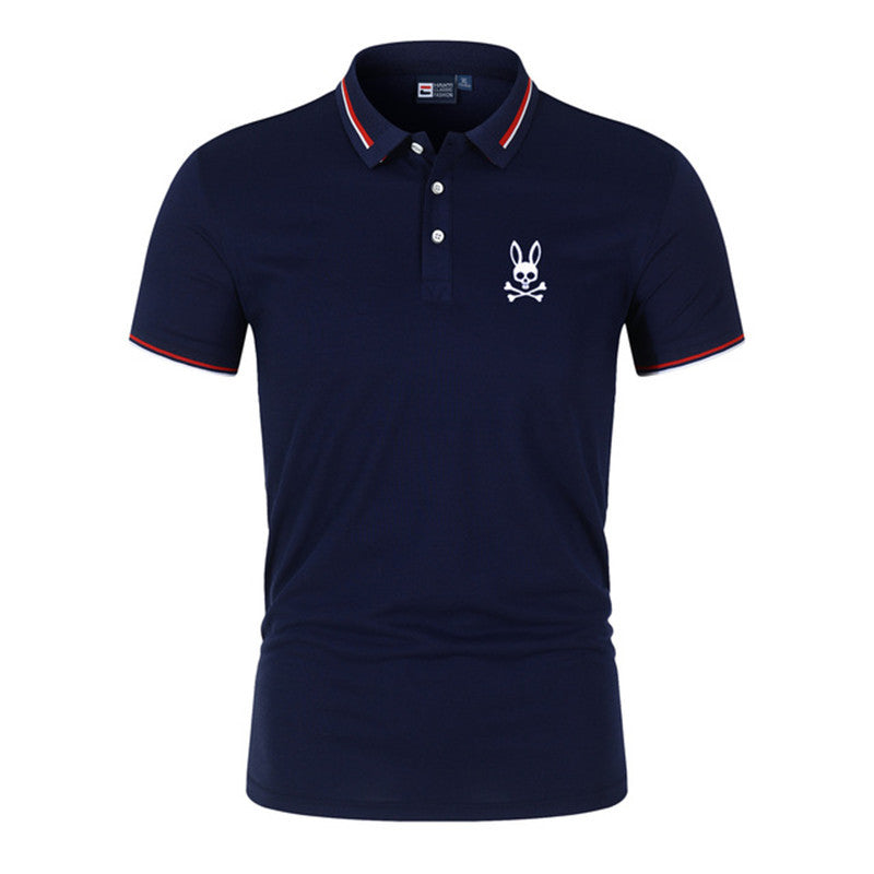 Men's Summer Cotton Polo Shirt with Rabbit Print