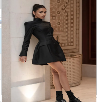 Elegant Women's Dress - Vanessa - Black / French Style