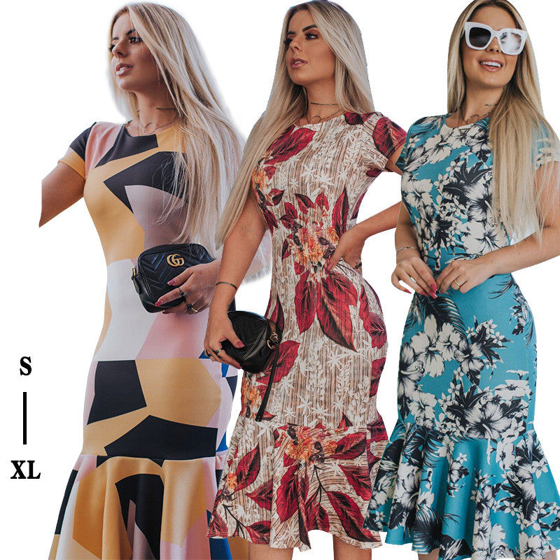 2019 Summer Sexy Floral Ruffled Bodycon Dress
