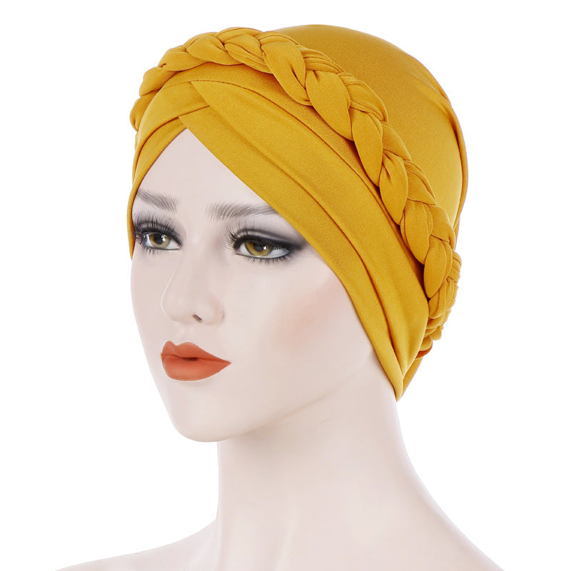 Muslim Single Braid Milk Silk Headwrap Hat 8003