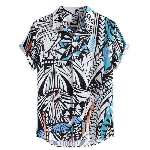 Printed Turn-Down Collar Shirt for Men