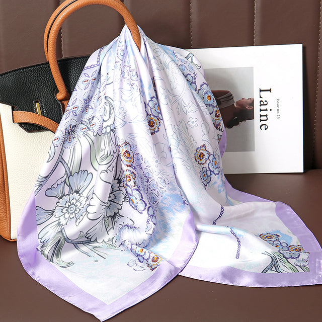 Evarisluxe Silk Satin Square Scarf