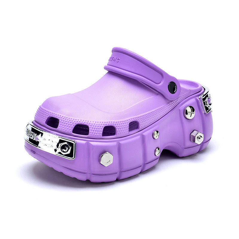 2023 Summer New Studded Metal Clog Shoes for Women