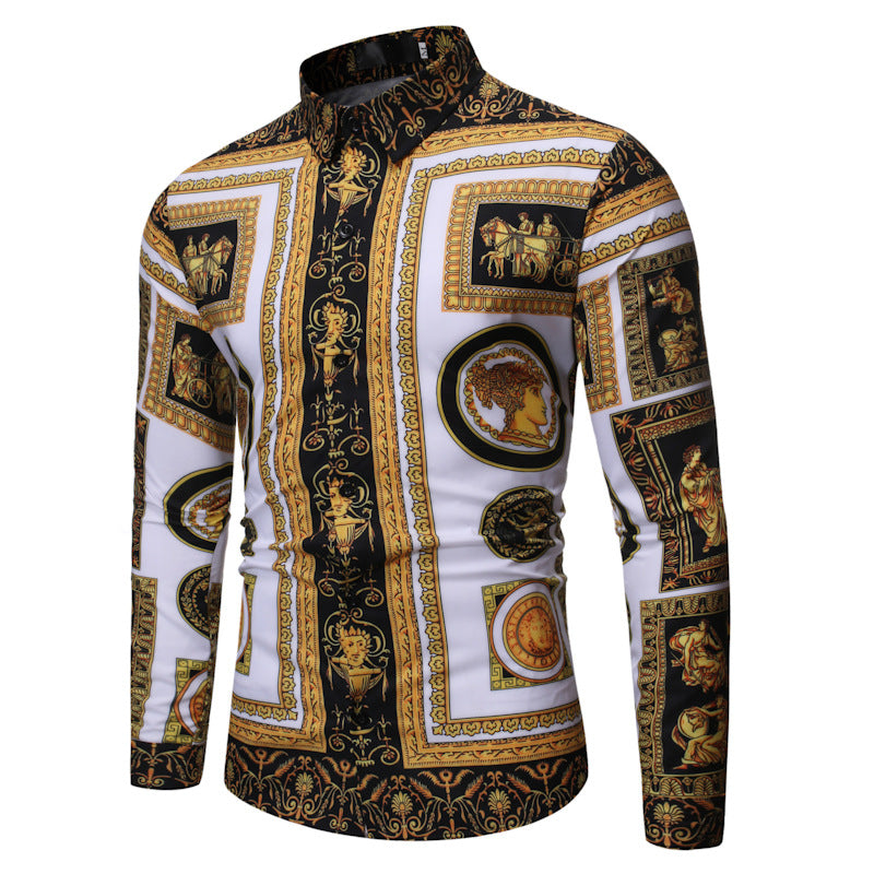Casual Floral Long Sleeve Shirt for Men