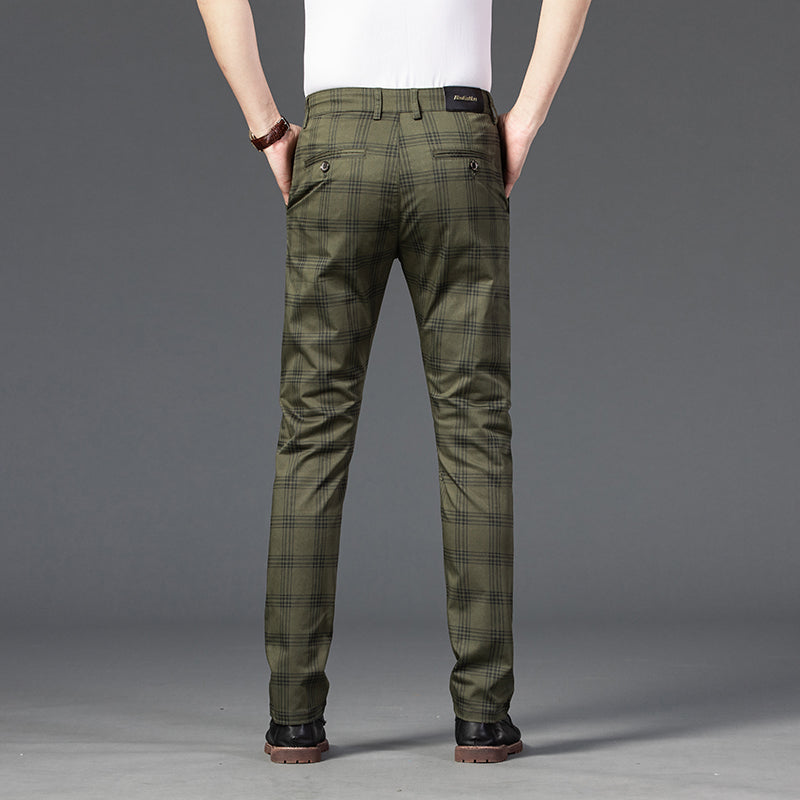 Trendy Youth Plaid Pants for Men - Slim Fit Style