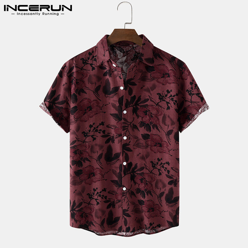 Men's Printed Cotton Hawaiian Shirt - Summer Streetwear