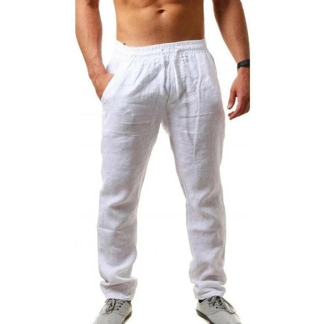 Men's Breathable Cotton Linen Casual Sports Pants