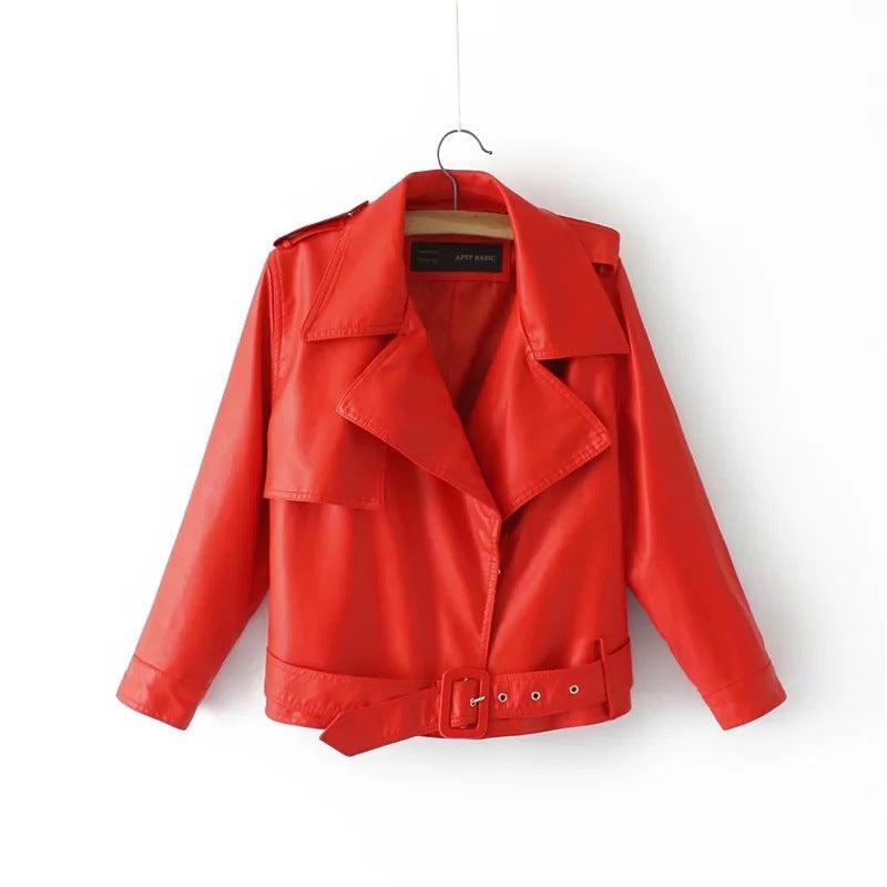 New Spring Autumn Short PU Leather Jacket (Motorcycle)