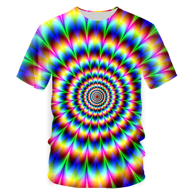 3D Color Circle Print Short Sleeve T-Shirt for Men