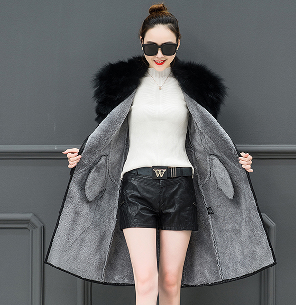 Fleece Lined Leather Jacket with Fur Collar