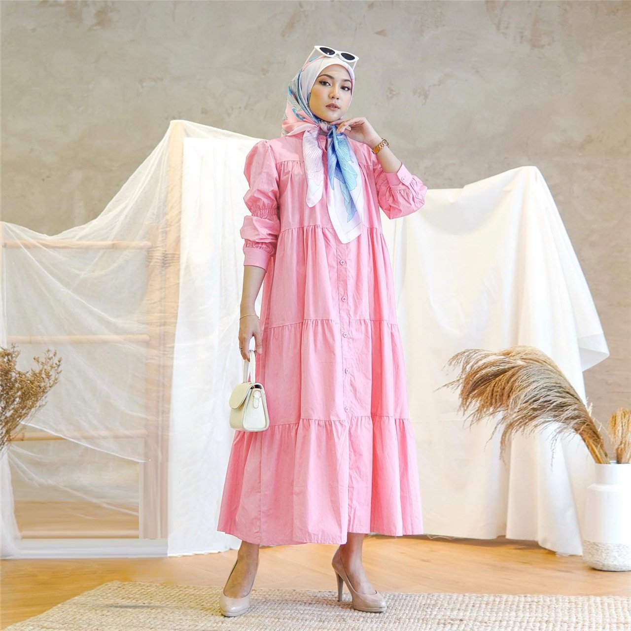 The Coton Patchwork Indonesian Modest Dress | Evarisluxe