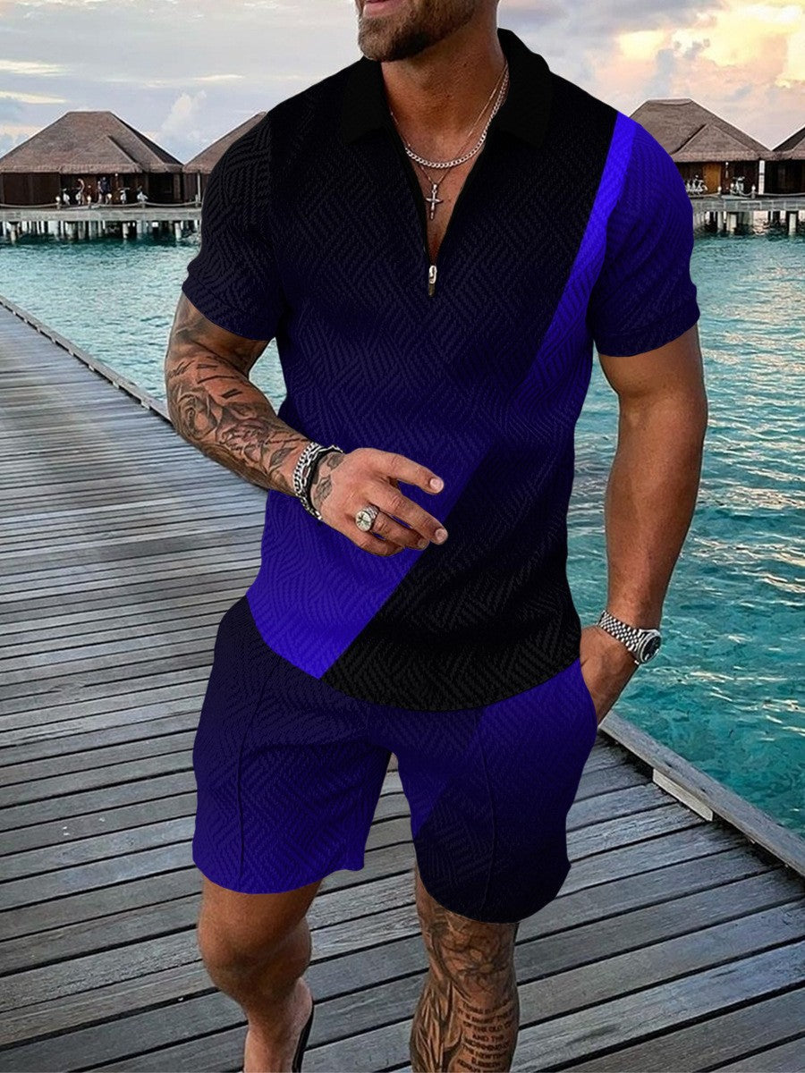 U.A. T-shirt and Casual Polo Shorts Set (One Set)
