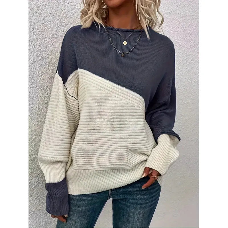 Women's Colorblock Knitted Sweater Pullover