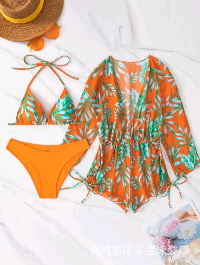2023 Women's Long Sleeve Three-Piece Bikini Set