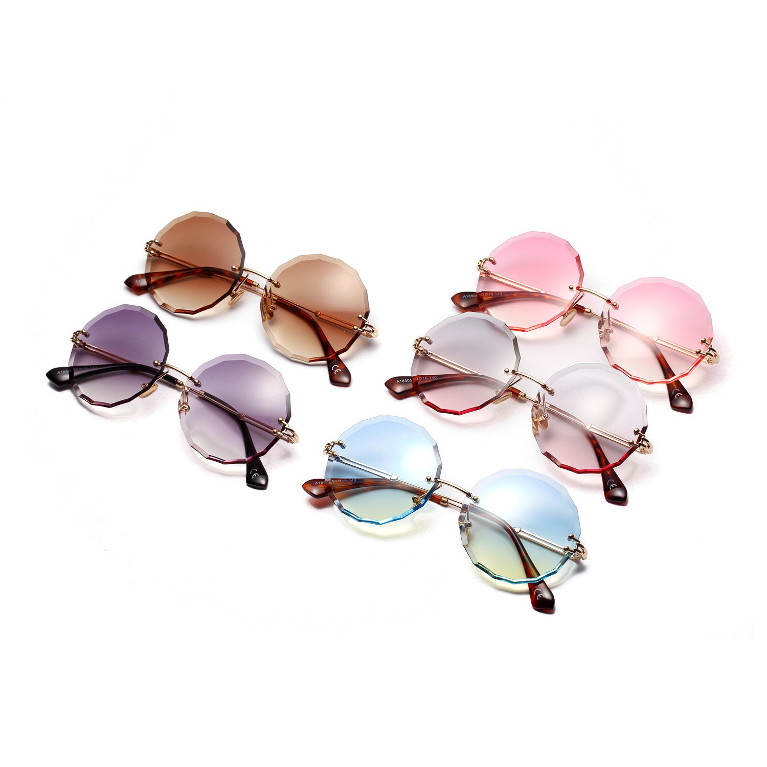 A18905 Vintage Round Diamond Cut Sunglasses for Women
