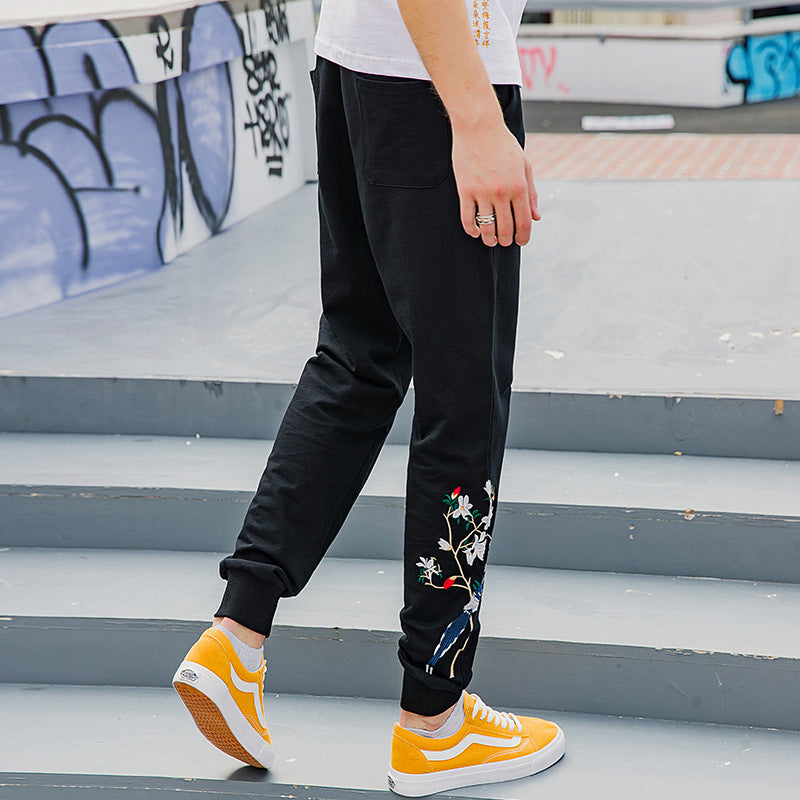 2019 New Trendy Embroidered Cotton Jogger Pants for Men