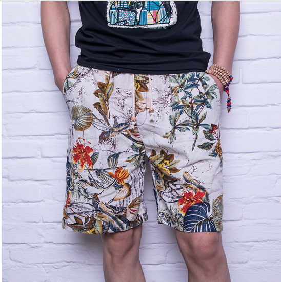 Men's Linen Beach Shorts - Casual Loose Fit