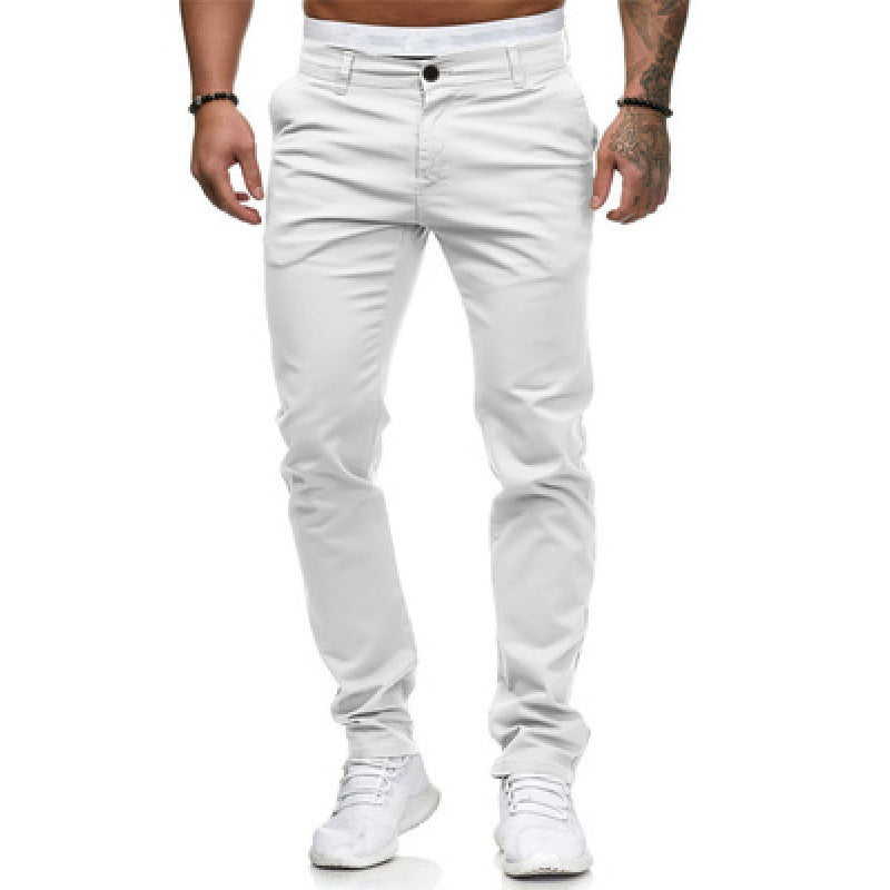 Men's Casual Slim Fit Solid Color Trousers (Wholesale)