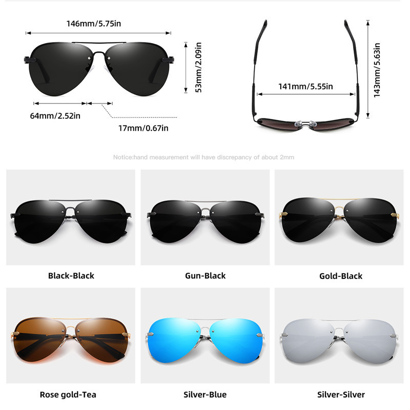 Polarized Classic Rimless Sunglasses