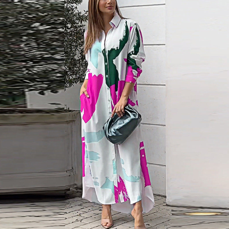 2024 Spring Women's Fashion Casual Printed Dress