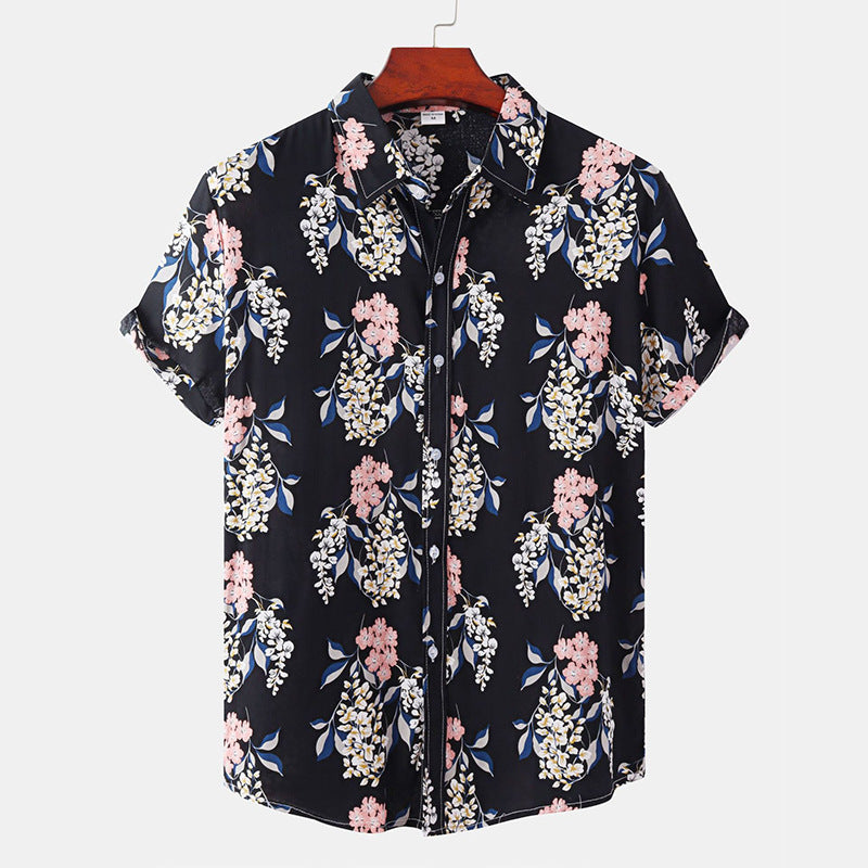 Hawaiian Men's Summer Shirt with 3D Sunflower Print