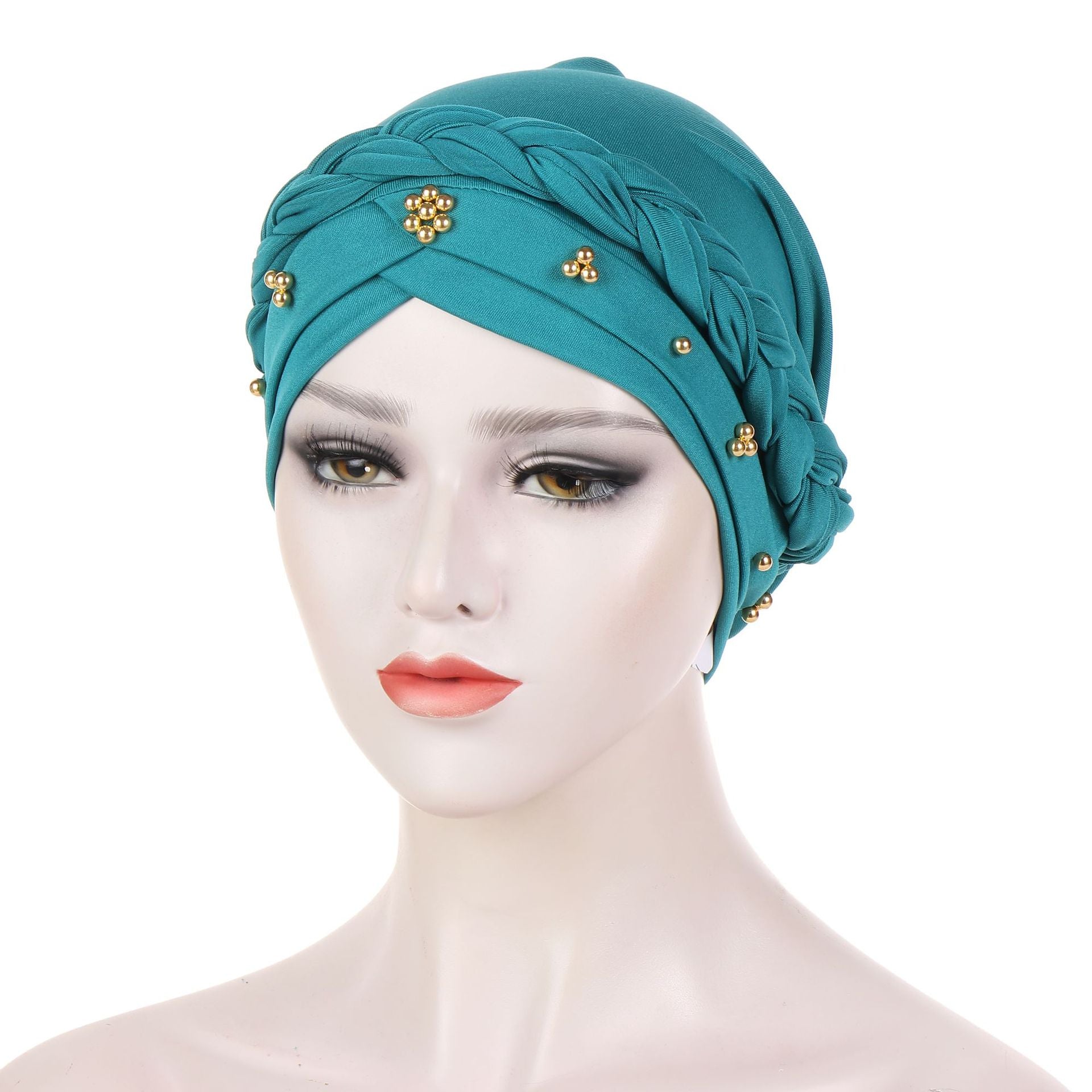 Single Color Gold Pearl Whip Cap for Muslim Headscarf