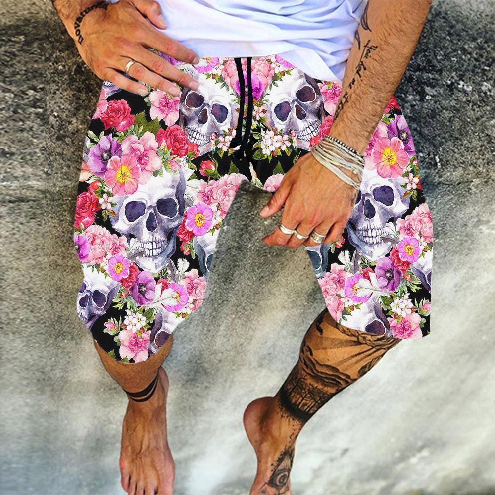Casual Printed Cotton and Linen Summer Shorts