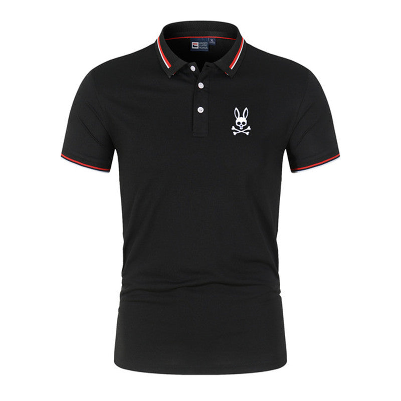 Men's Summer Cotton Polo Shirt with Rabbit Print