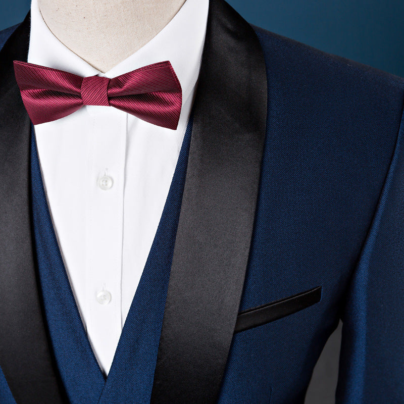 Men's Three-Piece Wedding Suit with Notch Lapel