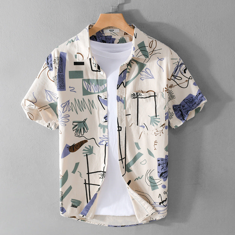 Men's Summer Printed Short Sleeve Casual Shirt 521